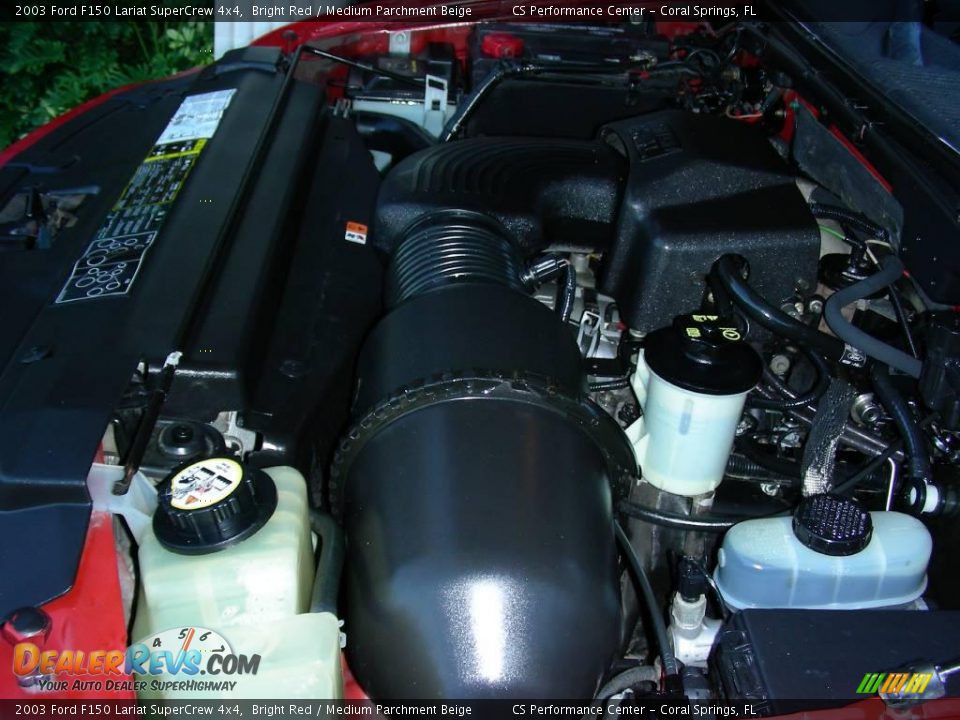 2003 Ford F150 Lariat SuperCrew 4x4 Bright Red / Medium Parchment Beige Photo #20