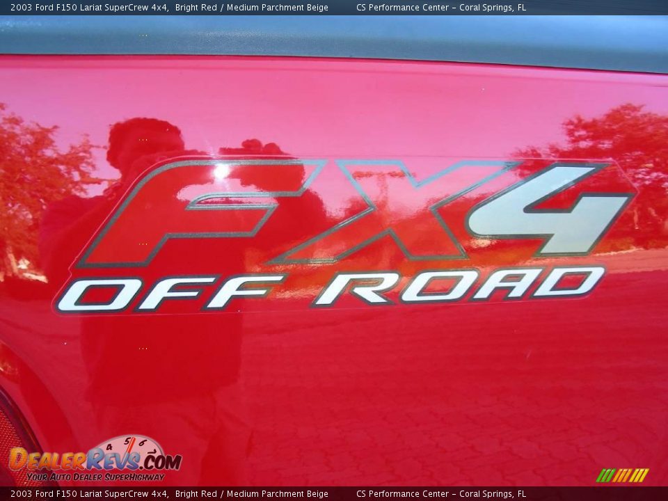 2003 Ford F150 Lariat SuperCrew 4x4 Bright Red / Medium Parchment Beige Photo #22