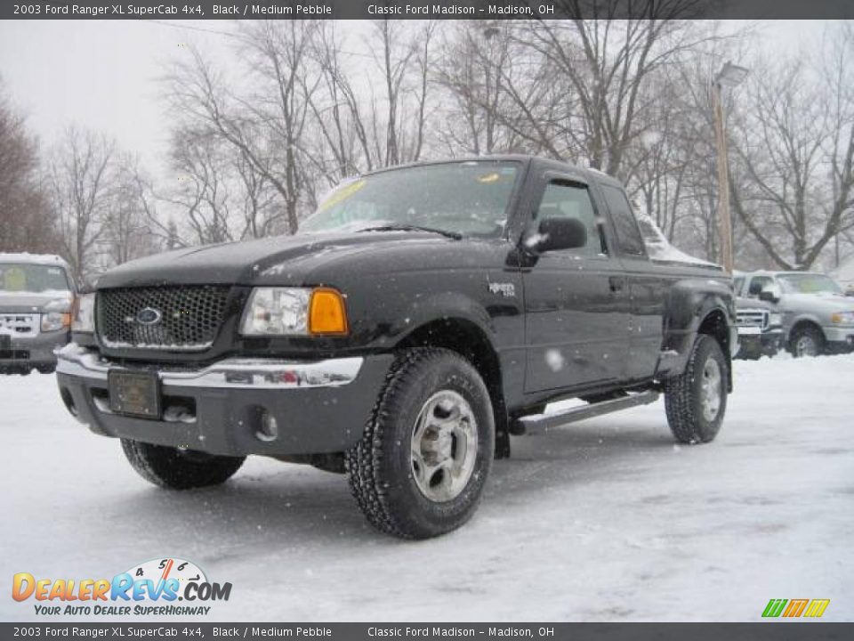2003 Ford Ranger XL SuperCab 4x4 Black / Medium Pebble Photo #1