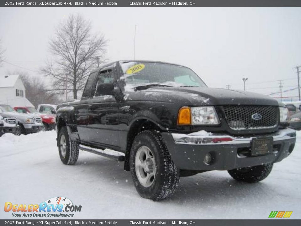 2003 Ford Ranger XL SuperCab 4x4 Black / Medium Pebble Photo #3