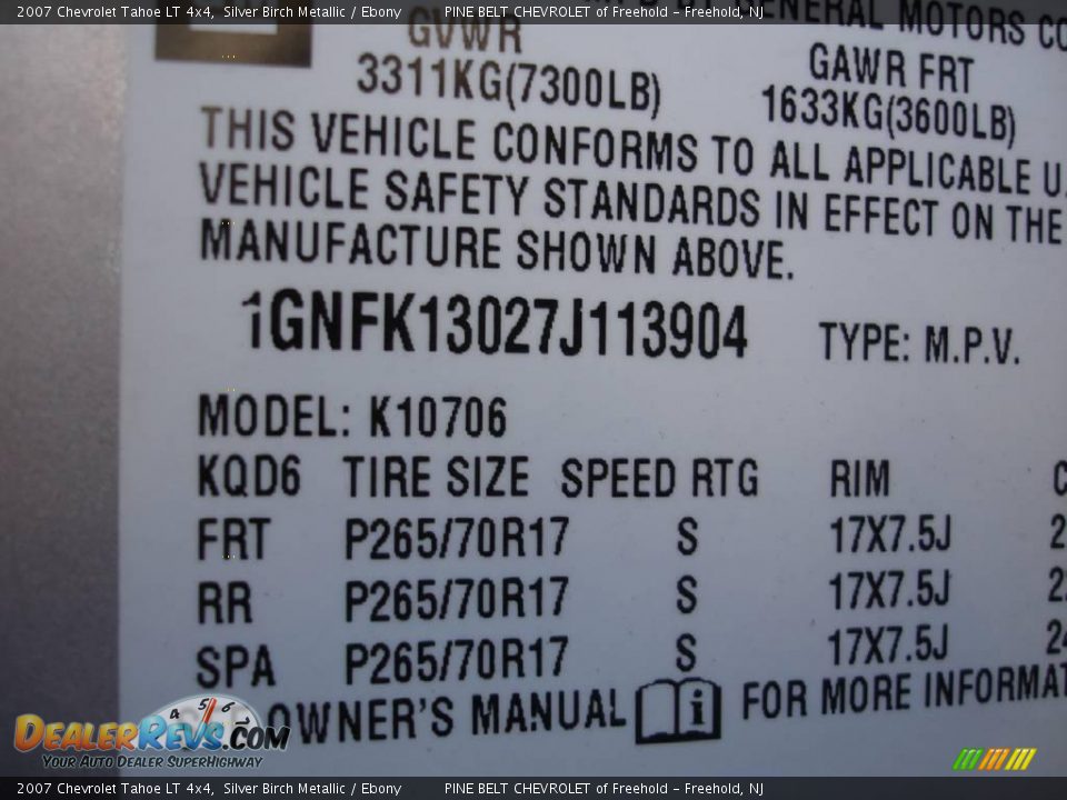 2007 Chevrolet Tahoe LT 4x4 Silver Birch Metallic / Ebony Photo #15