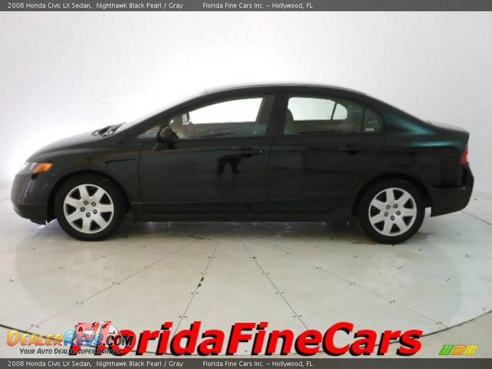 2008 Honda Civic LX Sedan Nighthawk Black Pearl / Gray Photo #3
