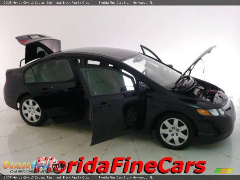 2008 Honda Civic LX Sedan Nighthawk Black Pearl / Gray Photo #7