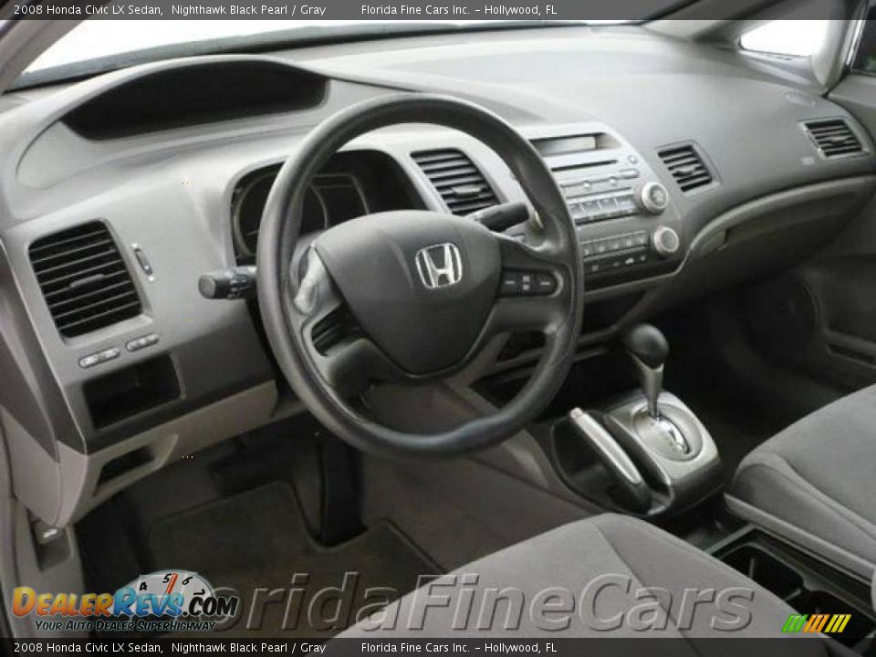 2008 Honda Civic LX Sedan Nighthawk Black Pearl / Gray Photo #12