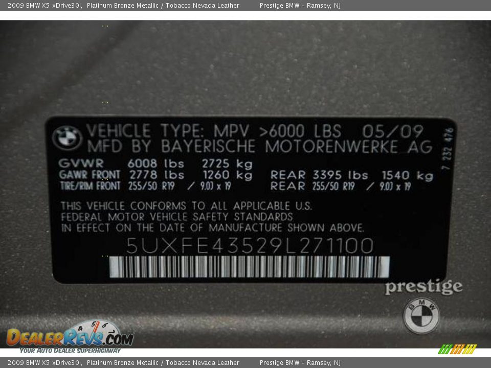 2009 BMW X5 xDrive30i Platinum Bronze Metallic / Tobacco Nevada Leather Photo #13