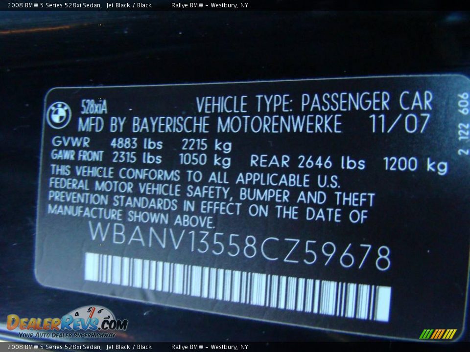 2008 BMW 5 Series 528xi Sedan Jet Black / Black Photo #15