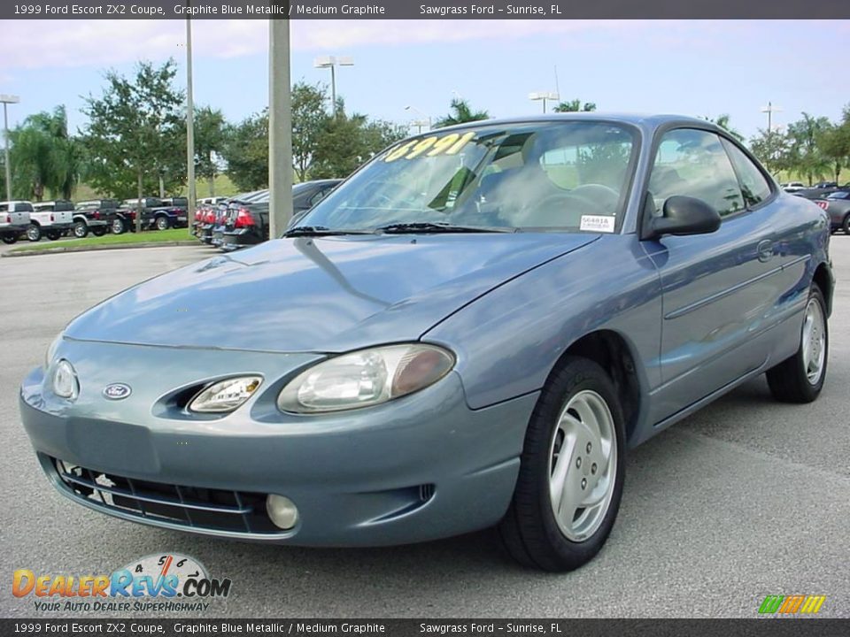1999 Ford Escort ZX2 Coupe Graphite Blue Metallic / Medium Graphite Photo #7