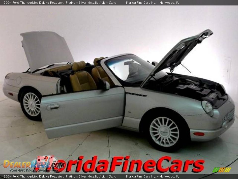 2004 Ford Thunderbird Deluxe Roadster Platinum Silver Metallic / Light Sand Photo #7