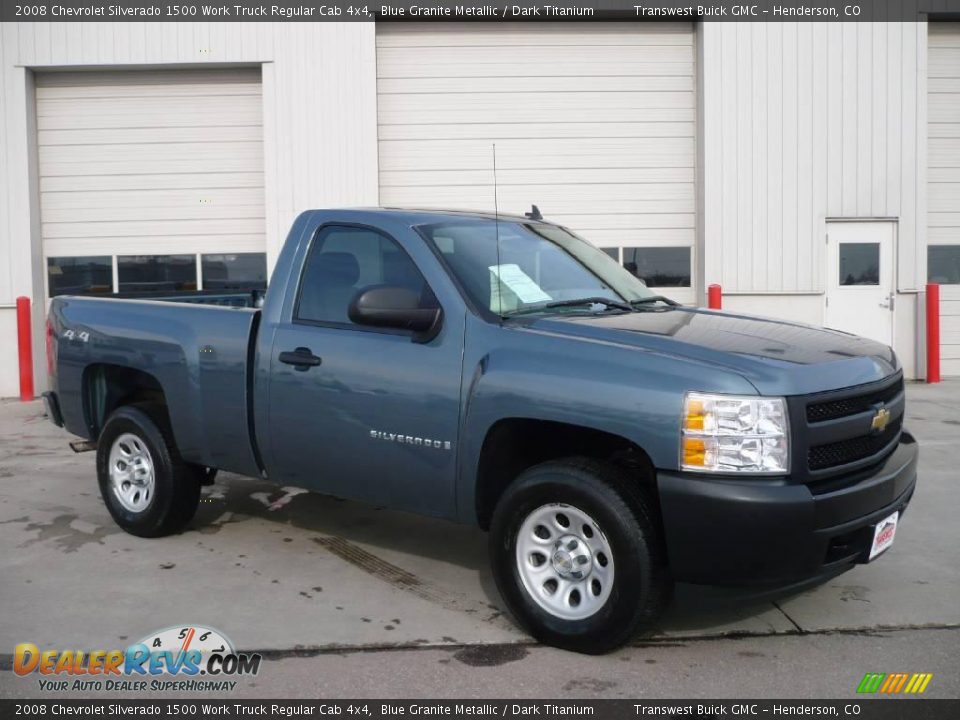 2008 Chevrolet Silverado 1500 Work Truck Regular Cab 4x4 Blue Granite Metallic / Dark Titanium Photo #1