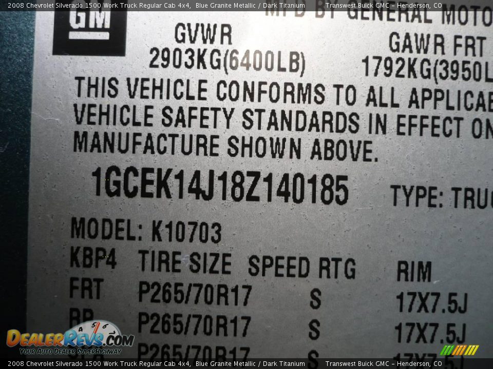 2008 Chevrolet Silverado 1500 Work Truck Regular Cab 4x4 Blue Granite Metallic / Dark Titanium Photo #16