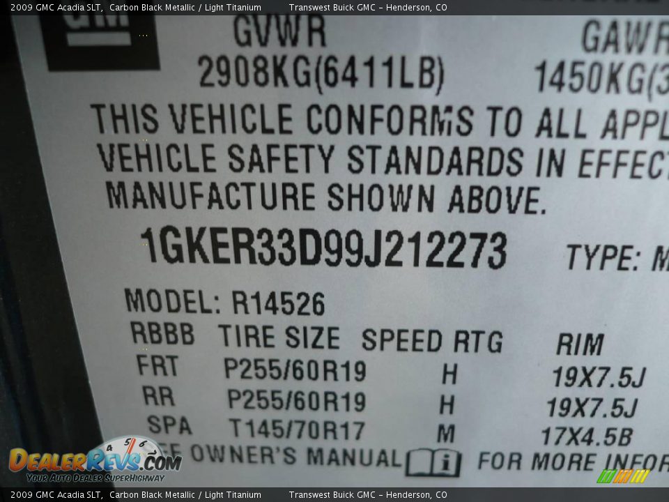 2009 GMC Acadia SLT Carbon Black Metallic / Light Titanium Photo #25