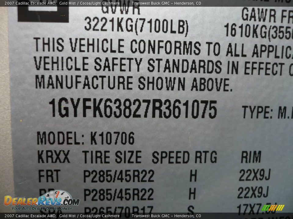 2007 Cadillac Escalade AWD Gold Mist / Cocoa/Light Cashmere Photo #27