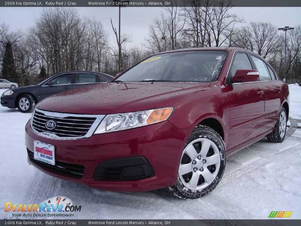 2009 Kia Optima LX Ruby Red / Gray Photo #1