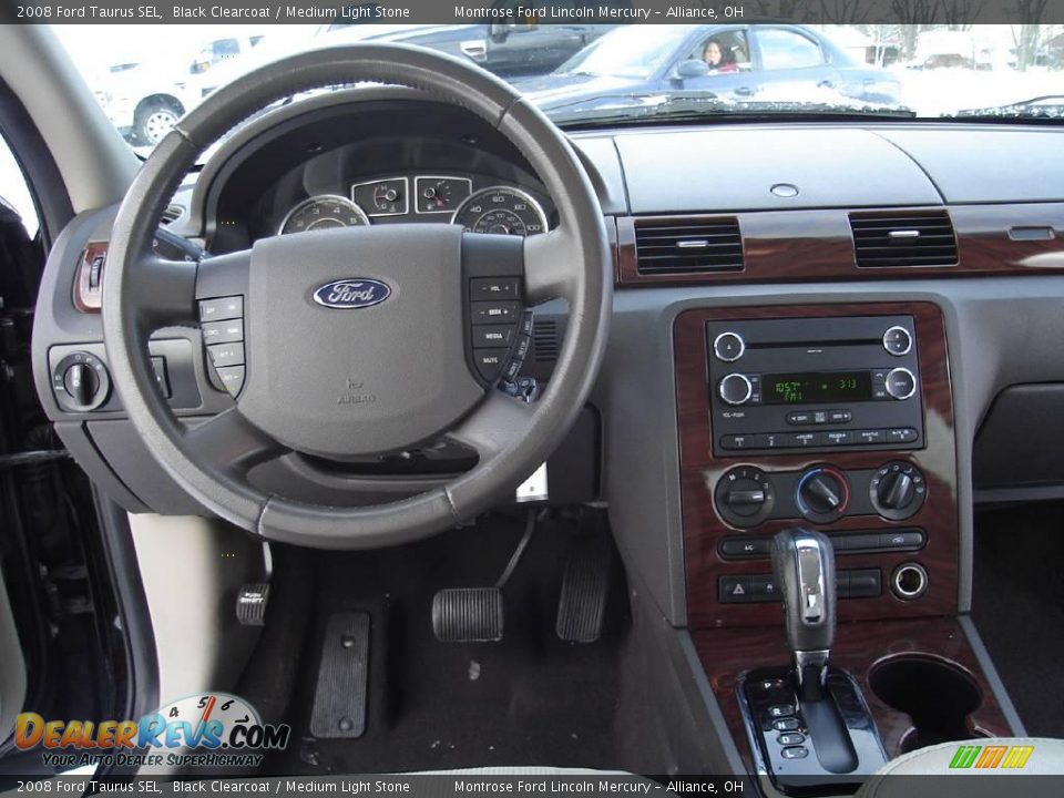 2008 Ford Taurus SEL Black Clearcoat / Medium Light Stone Photo #16