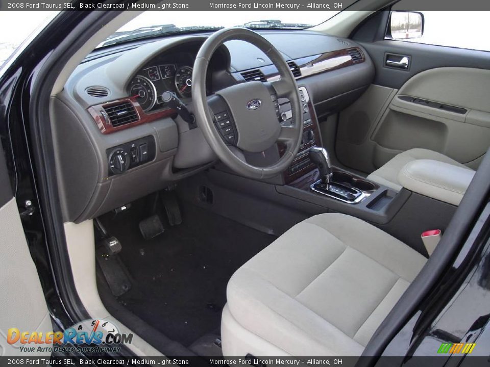 2008 Ford Taurus SEL Black Clearcoat / Medium Light Stone Photo #23