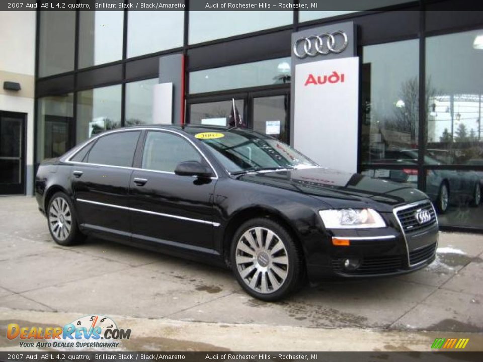 2007 Audi A8 L 4.2 quattro Brilliant Black / Black/Amaretto Photo #1