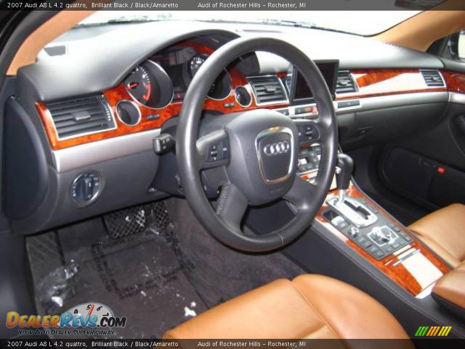 2007 Audi A8 L 4.2 quattro Brilliant Black / Black/Amaretto Photo #11