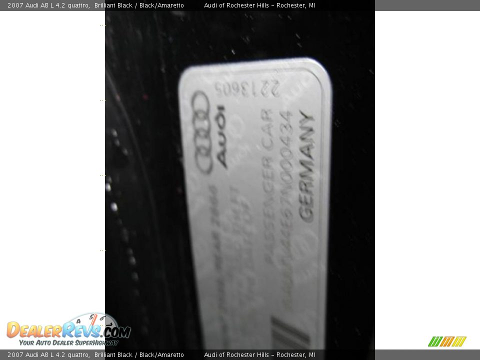 2007 Audi A8 L 4.2 quattro Brilliant Black / Black/Amaretto Photo #24