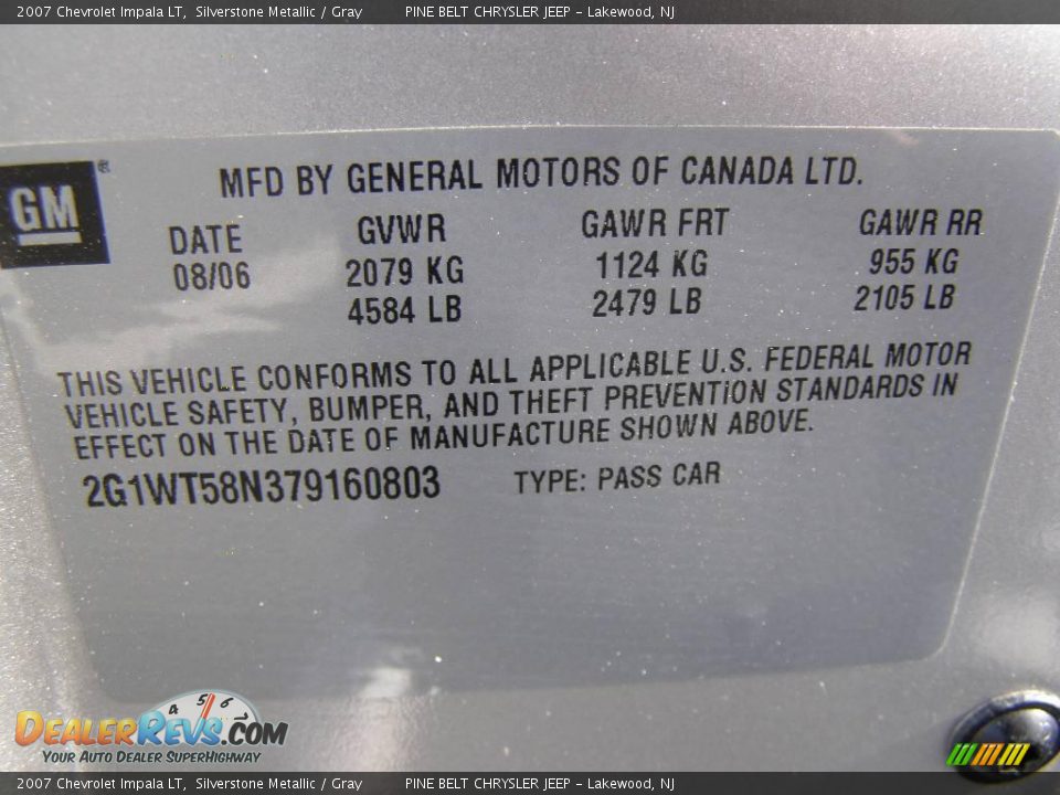 2007 Chevrolet Impala LT Silverstone Metallic / Gray Photo #14