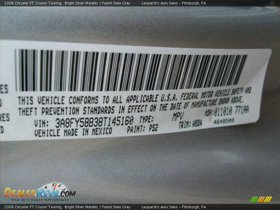 2008 Chrysler PT Cruiser Touring Bright Silver Metallic / Pastel Slate Gray Photo #13