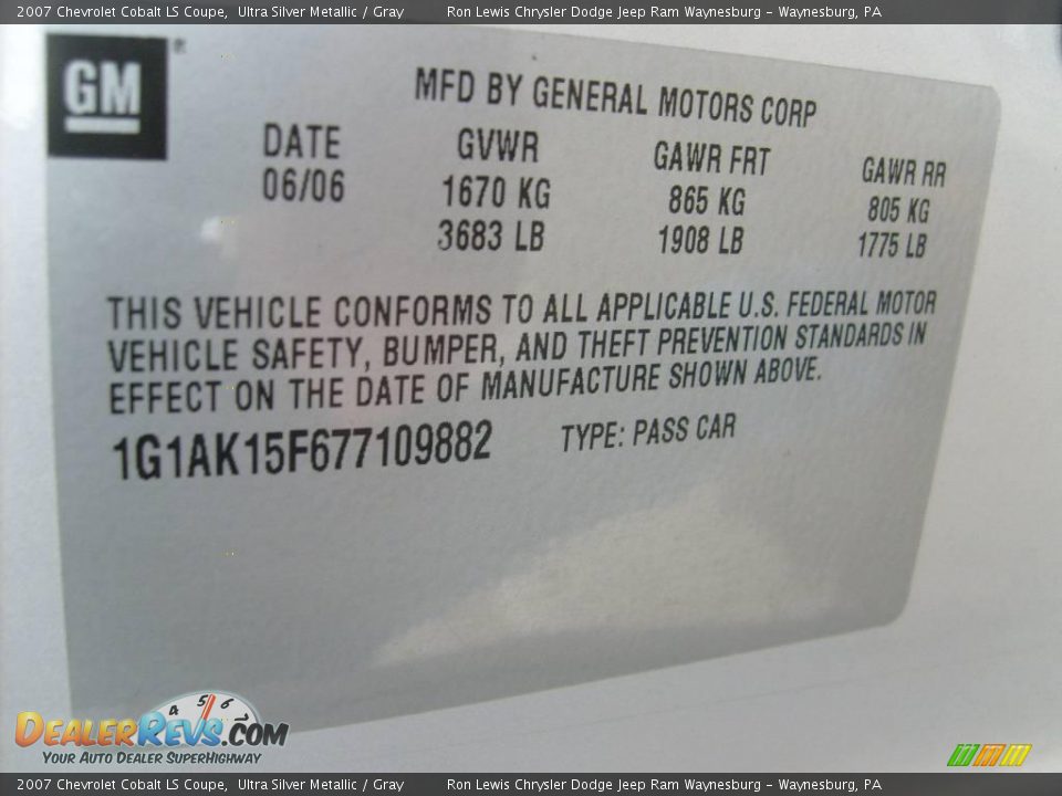 2007 Chevrolet Cobalt LS Coupe Ultra Silver Metallic / Gray Photo #22