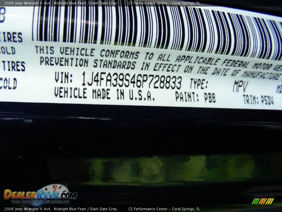 2006 Jeep Wrangler X 4x4 Midnight Blue Pearl / Dark Slate Gray Photo #20