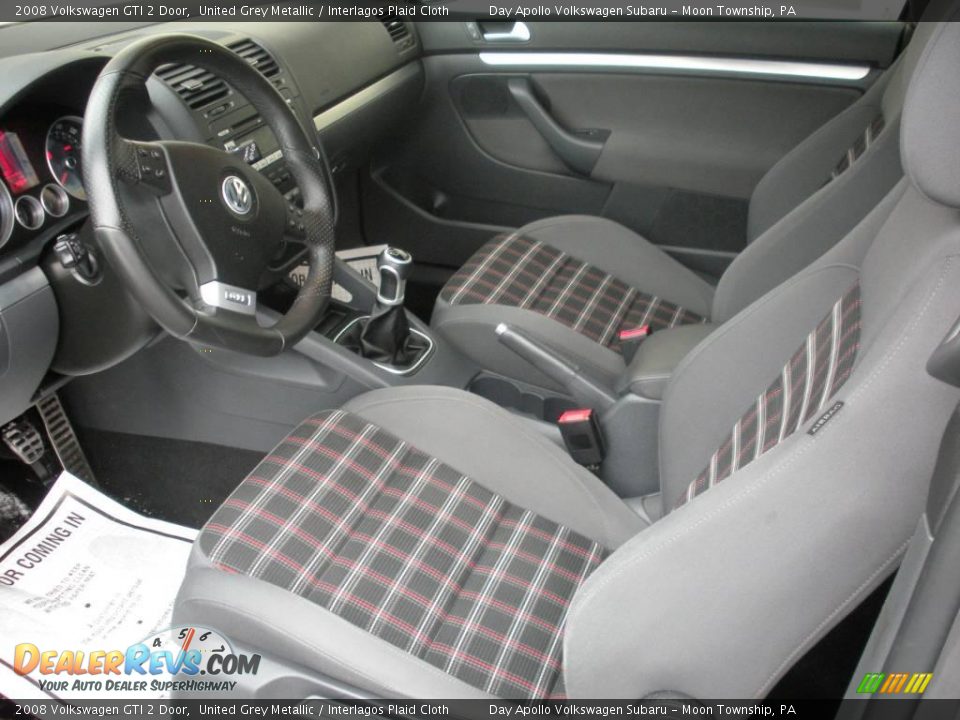 2008 Volkswagen GTI 2 Door United Grey Metallic / Interlagos Plaid Cloth Photo #15