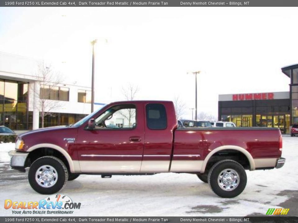 1998 Ford F250 XL Extended Cab 4x4 Dark Toreador Red Metallic / Medium Prairie Tan Photo #1