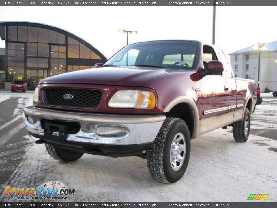 1998 Ford F250 XL Extended Cab 4x4 Dark Toreador Red Metallic / Medium Prairie Tan Photo #2