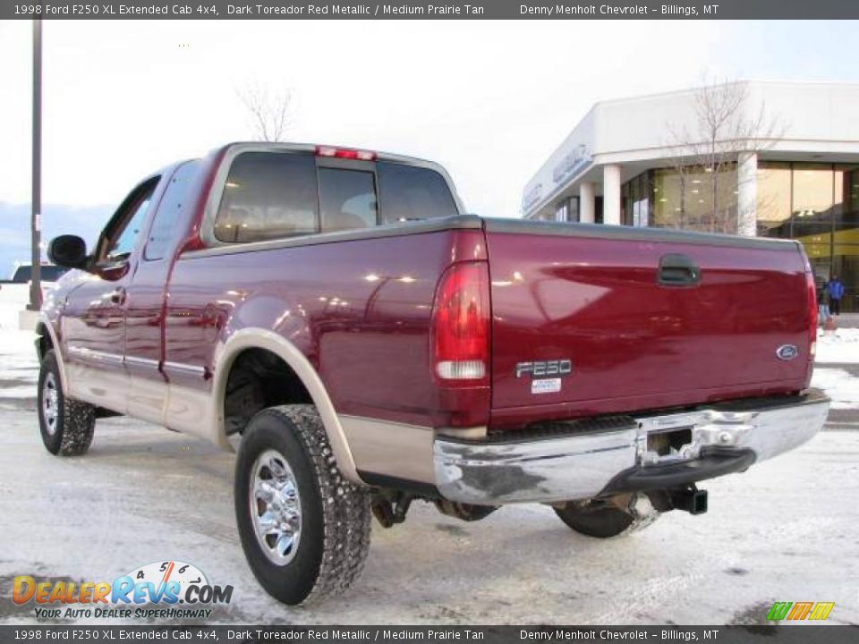 1998 Ford F250 XL Extended Cab 4x4 Dark Toreador Red Metallic / Medium Prairie Tan Photo #6