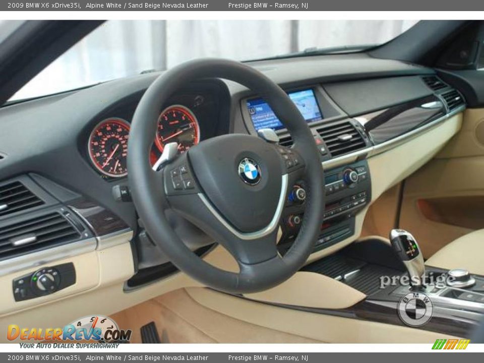 2009 BMW X6 xDrive35i Alpine White / Sand Beige Nevada Leather Photo #15