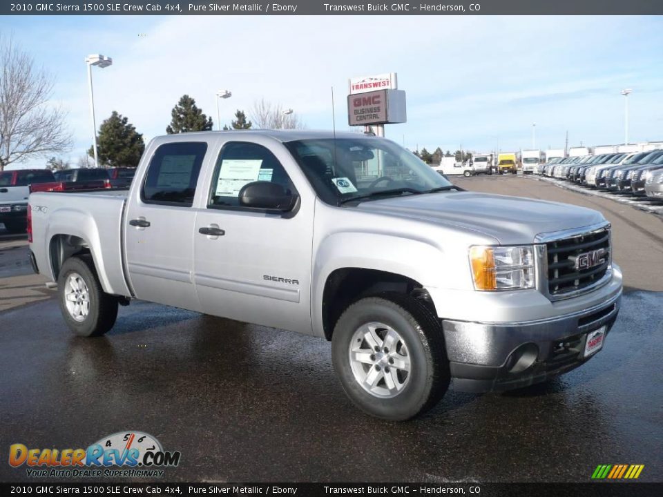 2010 GMC Sierra 1500 SLE Crew Cab 4x4 Pure Silver Metallic / Ebony Photo #1