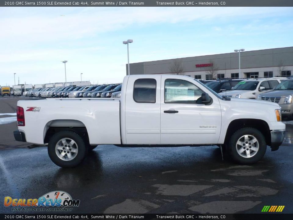 2010 GMC Sierra 1500 SLE Extended Cab 4x4 Summit White / Dark Titanium Photo #3