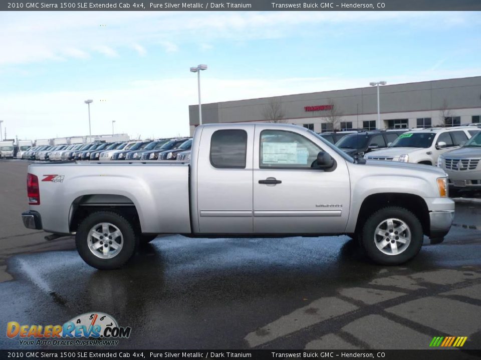 2010 GMC Sierra 1500 SLE Extended Cab 4x4 Pure Silver Metallic / Dark Titanium Photo #3
