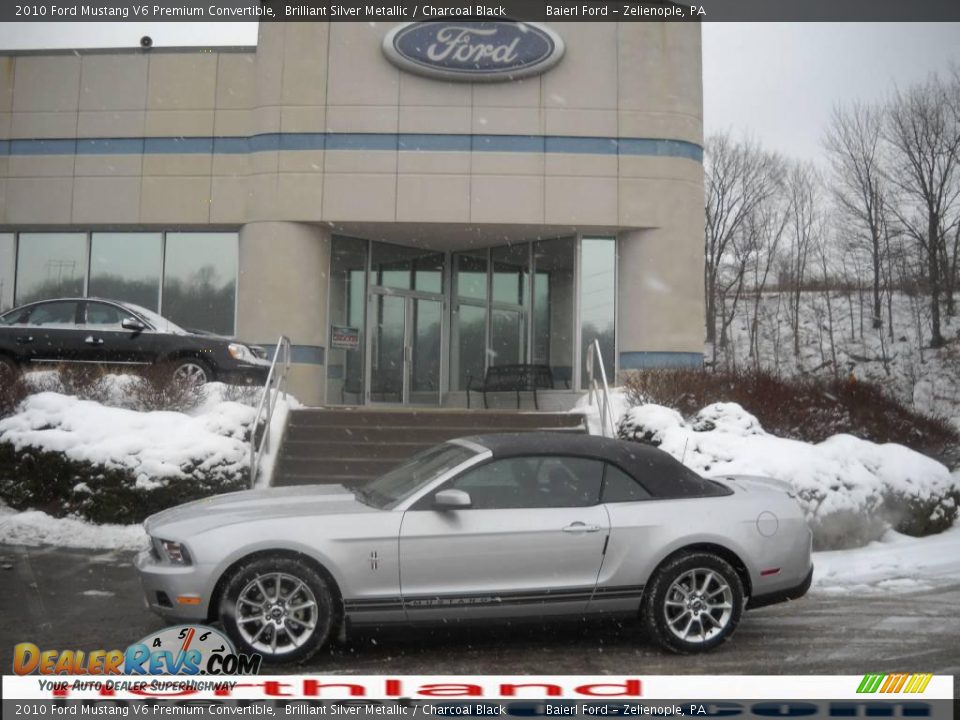 2010 Ford Mustang V6 Premium Convertible Brilliant Silver Metallic / Charcoal Black Photo #1