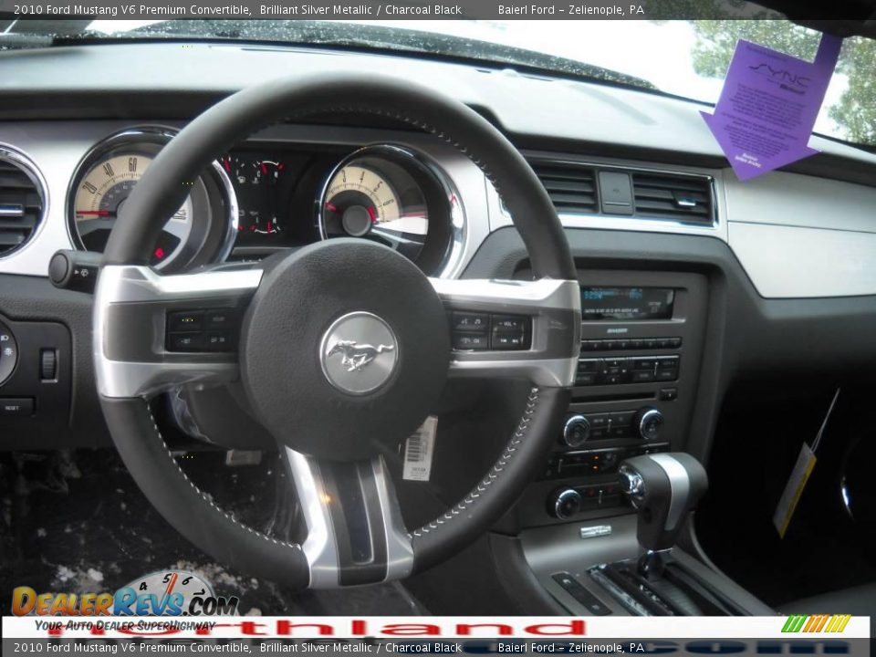 2010 Ford Mustang V6 Premium Convertible Brilliant Silver Metallic / Charcoal Black Photo #13