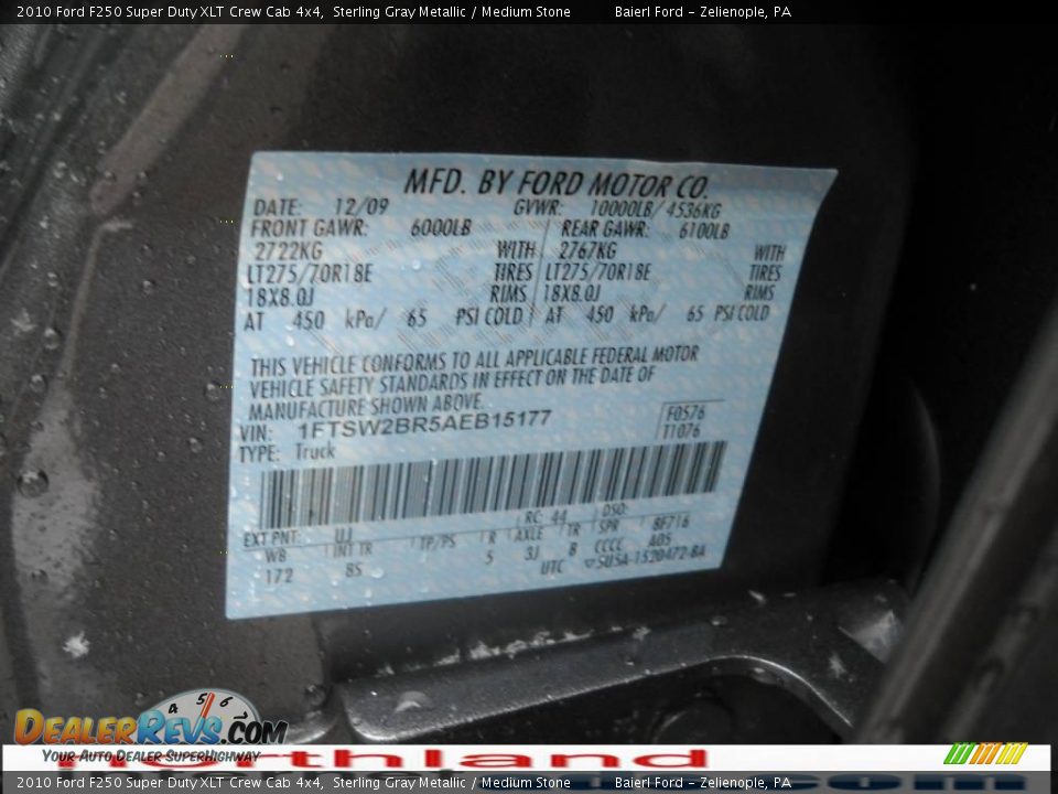 2010 Ford F250 Super Duty XLT Crew Cab 4x4 Sterling Gray Metallic / Medium Stone Photo #12