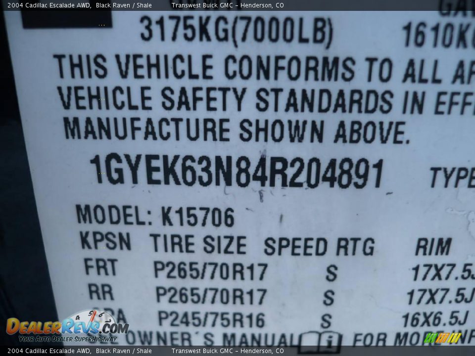 2004 Cadillac Escalade AWD Black Raven / Shale Photo #27