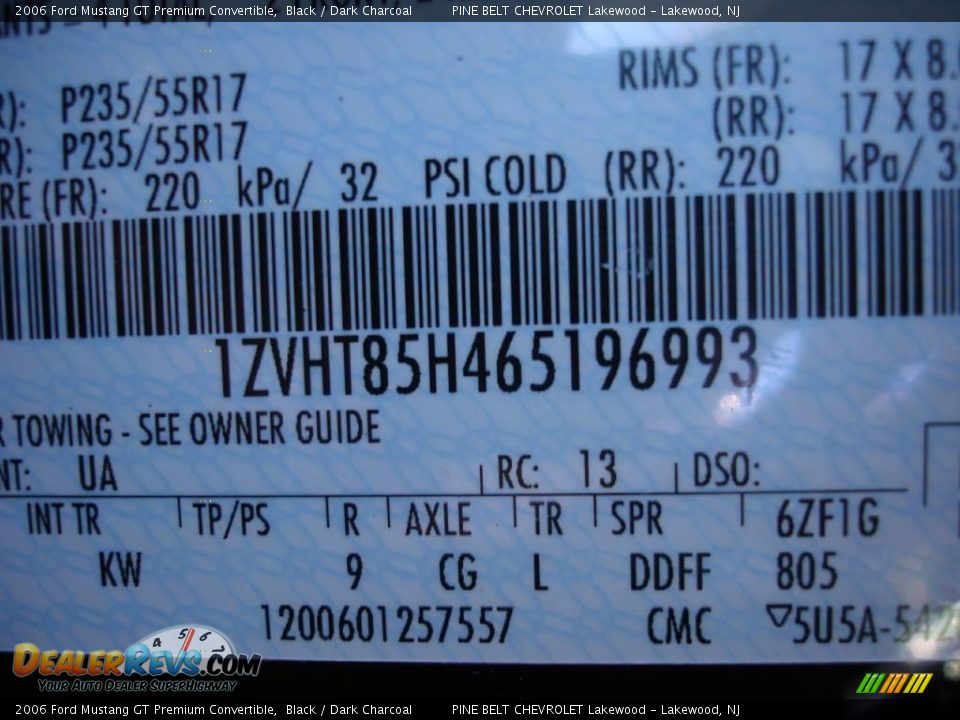 2006 Ford Mustang GT Premium Convertible Black / Dark Charcoal Photo #15
