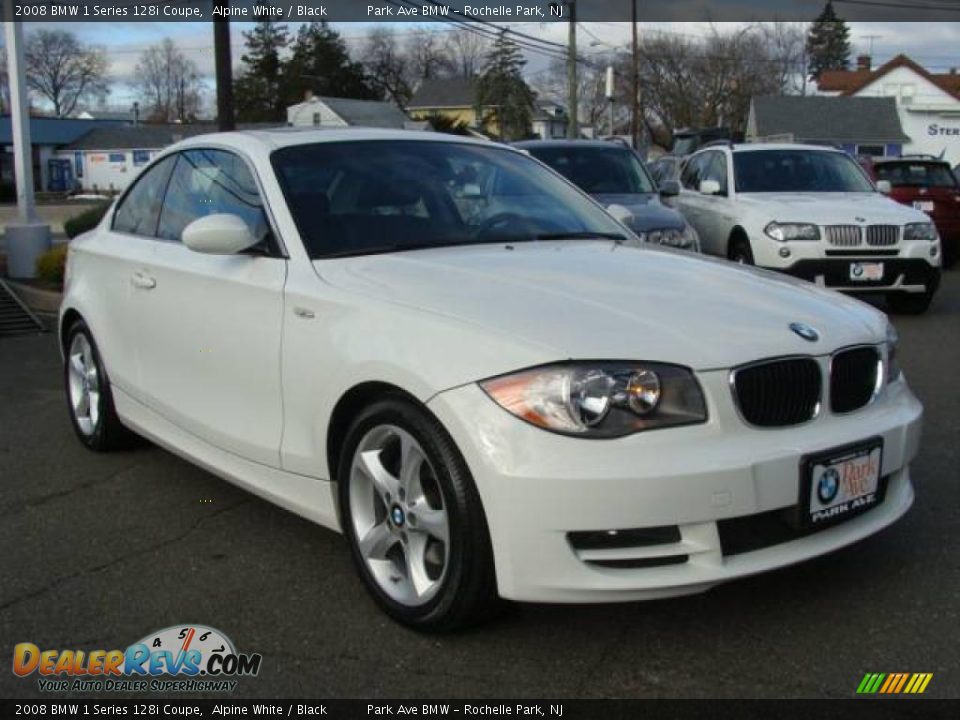 2008 BMW 1 Series 128i Coupe Alpine White / Black Photo #2