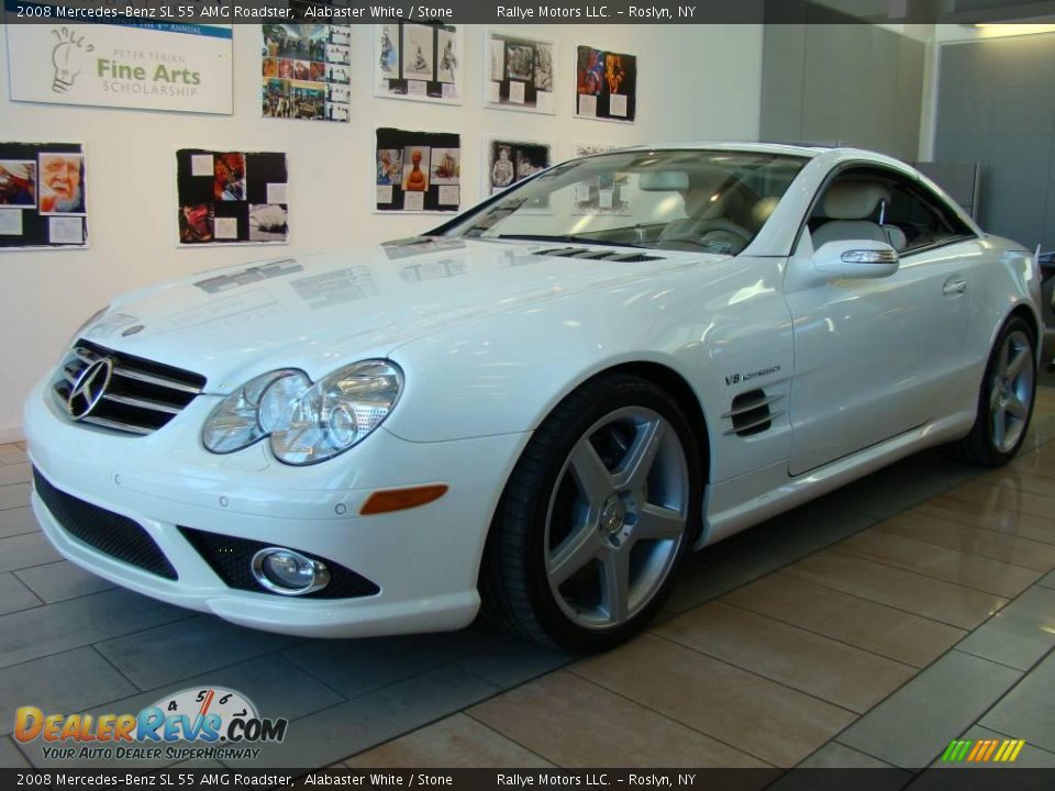 2008 Mercedes-Benz SL 55 AMG Roadster Alabaster White / Stone Photo #1