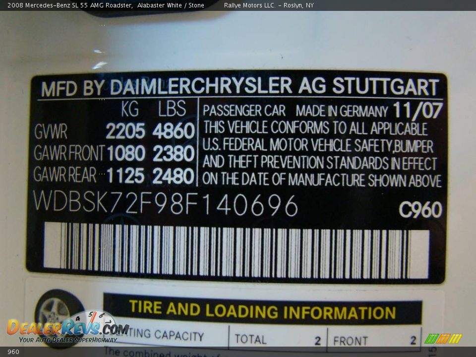 Mercedes-Benz Color Code 960 Alabaster White
