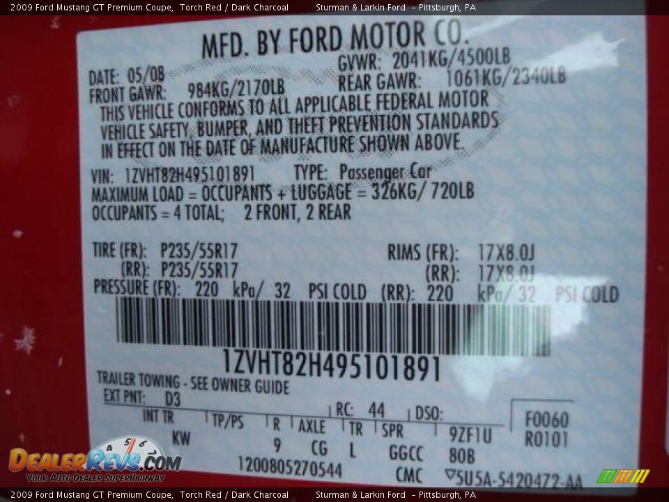 2009 Ford Mustang GT Premium Coupe Torch Red / Dark Charcoal Photo #19