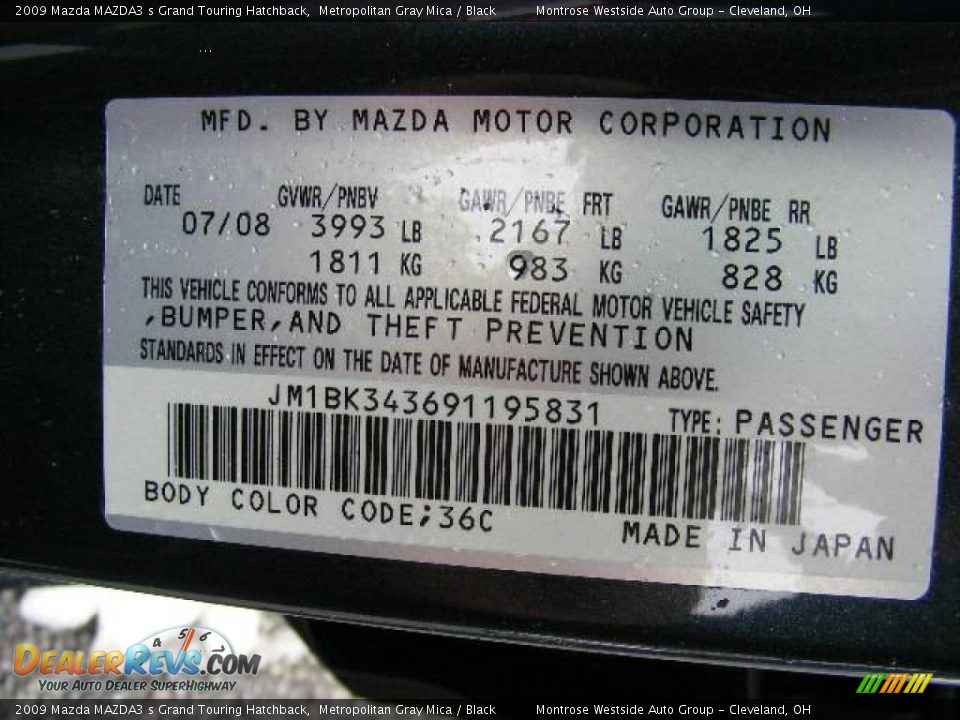 2009 Mazda MAZDA3 s Grand Touring Hatchback Metropolitan Gray Mica / Black Photo #34
