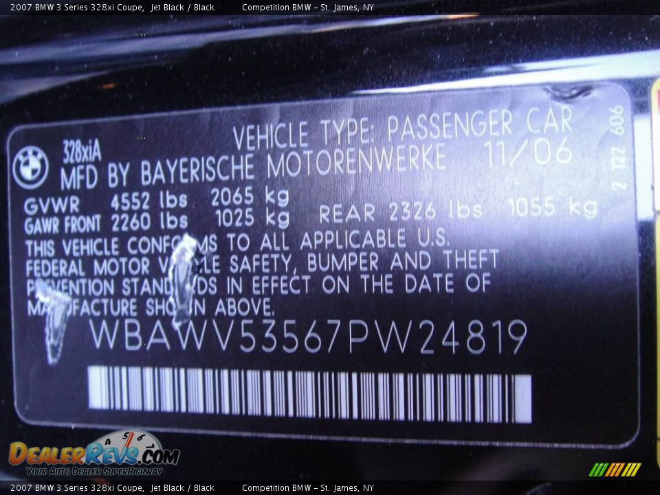 2007 BMW 3 Series 328xi Coupe Jet Black / Black Photo #15