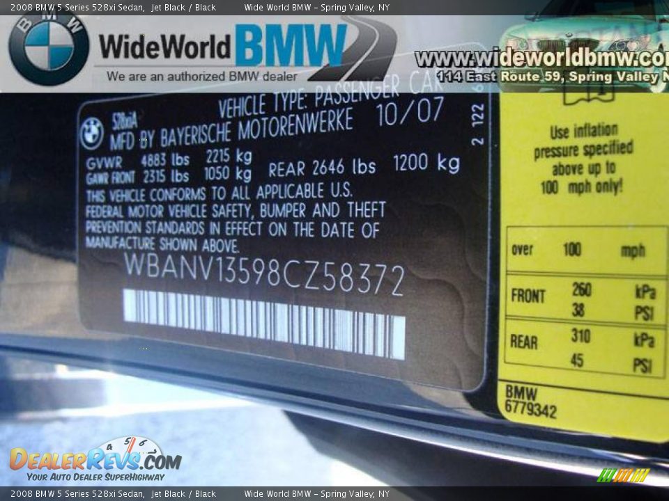 2008 BMW 5 Series 528xi Sedan Jet Black / Black Photo #15