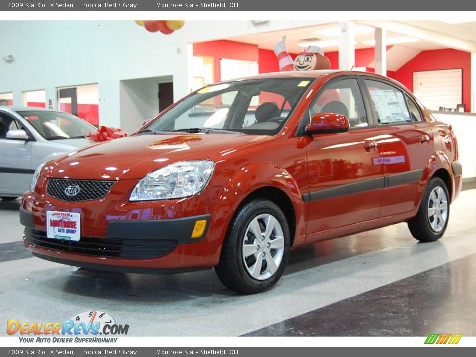 2009 Kia Rio LX Sedan Tropical Red / Gray Photo #2