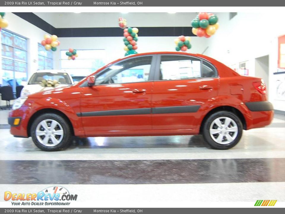 2009 Kia Rio LX Sedan Tropical Red / Gray Photo #3