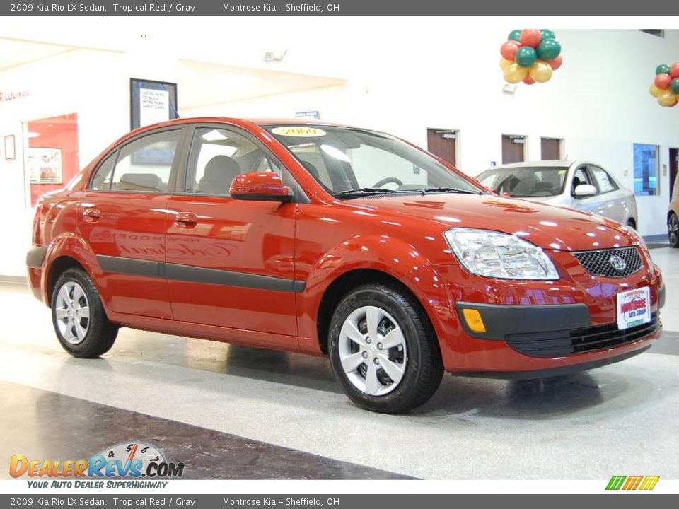 2009 Kia Rio LX Sedan Tropical Red / Gray Photo #9