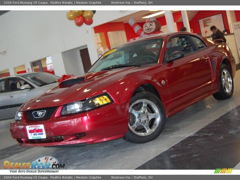 2004 Ford Mustang V6 Coupe Redfire Metallic / Medium Graphite Photo #1